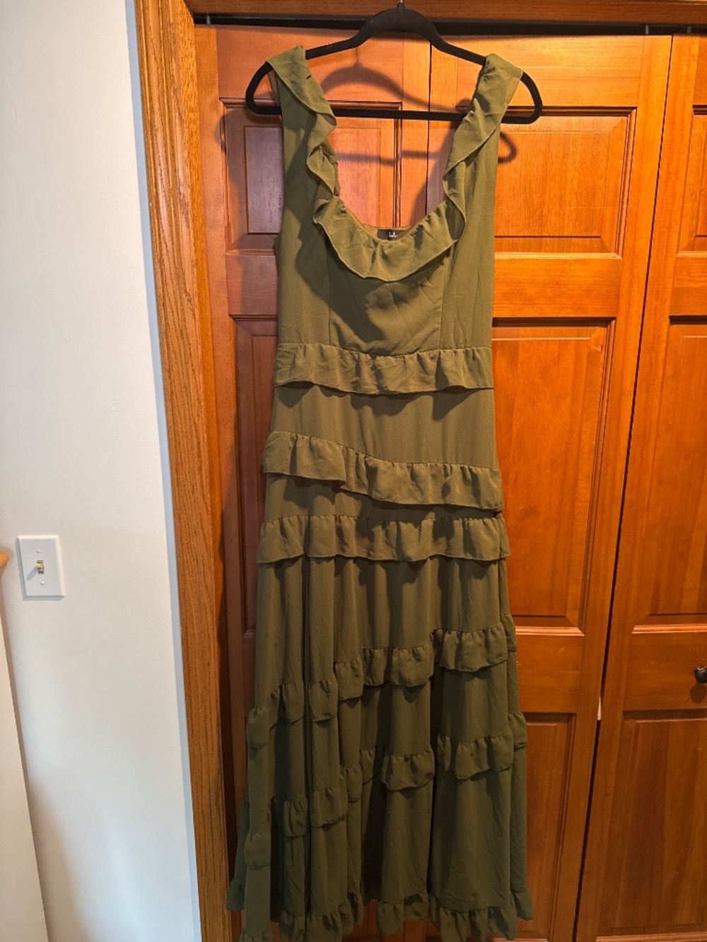 Lulus Olive Green Tiered Ruffle Maxi Dress - Picture 3 of 4